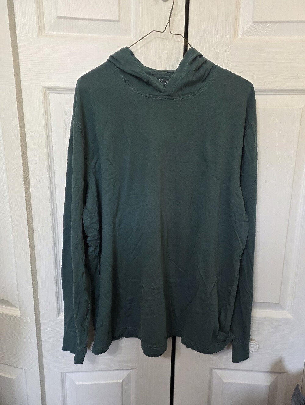 Men's green j crew hooded shirt XL